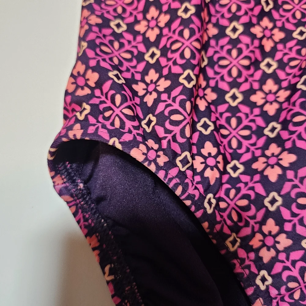 Lands' End Purple/pink Print One Piece Swimsuit Size 4P‎ Blackberry Tile Geo